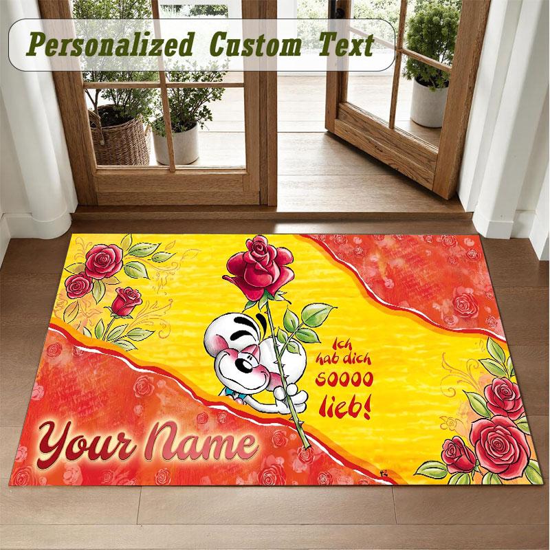 Crystal Velvet Square Rug Custom NameDiddl Pattern Non Slip Home Floor Decor Rug