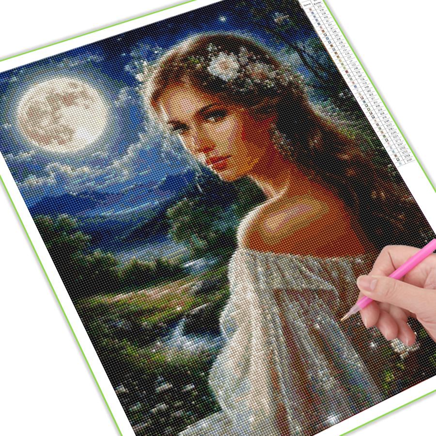 Diamond Painting New Collection Moon Beautiful Woman Diy Full Square Round Drill Rhinestone Embroidery Mosaic Cross Stitch Kits Wall Decor