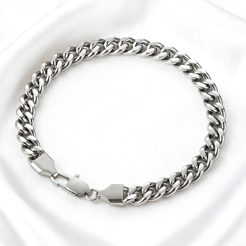 Stainless Steel Cuban Link Bracelet for Men Women Gold Color 7mm Minimalist Geometric Style Jewelry Supply