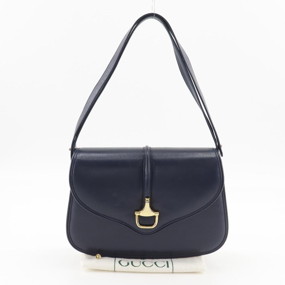 GUCCI Old Gucci Shoulder Bag vintage Navy blue Calfskin Women Used