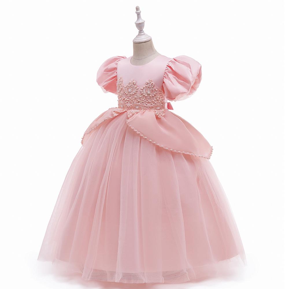 Rochie Formală cu Dantelă pentru Fetițe, Rochie de Prințesă cu Fundă pentru Botez, Rochie de Petrecere cu Flori, Rochii de Nuntă