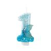 Creative Blue Gradient Mermaid Tail Number Candle for Children's Birthday Cake Party, Age One