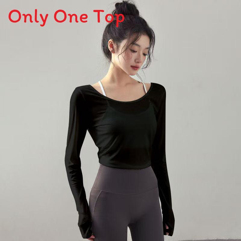 T Shirt Women Long Sleeve Polyester Sexy Back Tie Yoga Top For Workout And Casual Wear