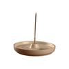 Ceramic Round Incense Holder for Indoor Use - Japanese Style Incense Burner with Line Design.