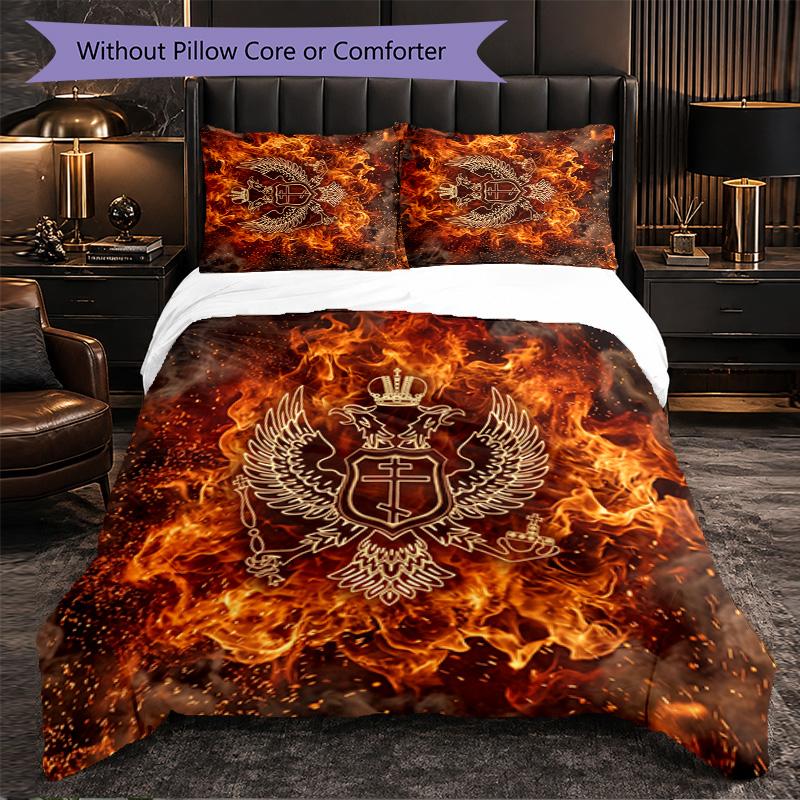 Serbia Pattern 3 Pieces Bedding Set Soft Microfiber Duvet Cover with Pillow Cases for Bedroom