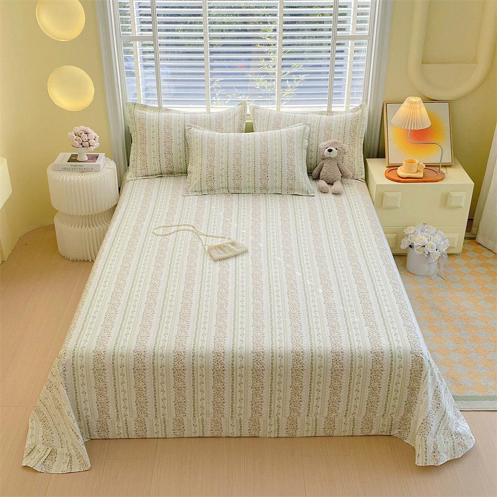 Cotton Bed Flat Sheet for Double Bed Plain Top Sheets Single/Queen/King Flowers Flat Bedsheets Soft Home Bed Linen Sheets