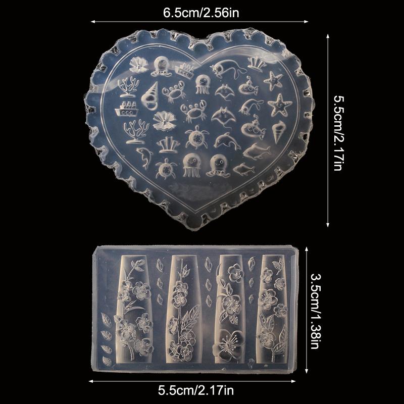 1 Pcs Tulip Sea Shell Jellyfish Goldfish Starfish 3D Acrylic Nail Mold Nail Decorations Diy Silicone Manicure Mold Nail Art Mold