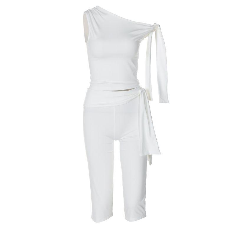 Slant Collar Top Slim Fit Pants Set Diagonal Collar Sexy Top Slim-Fit Pants Suit