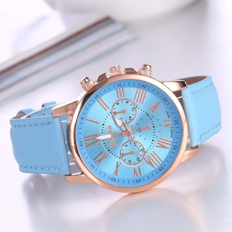 1PC Fashion Watch Belt Ladies Watch Women's Multi-color Belt Rose Gold Quartz Watch