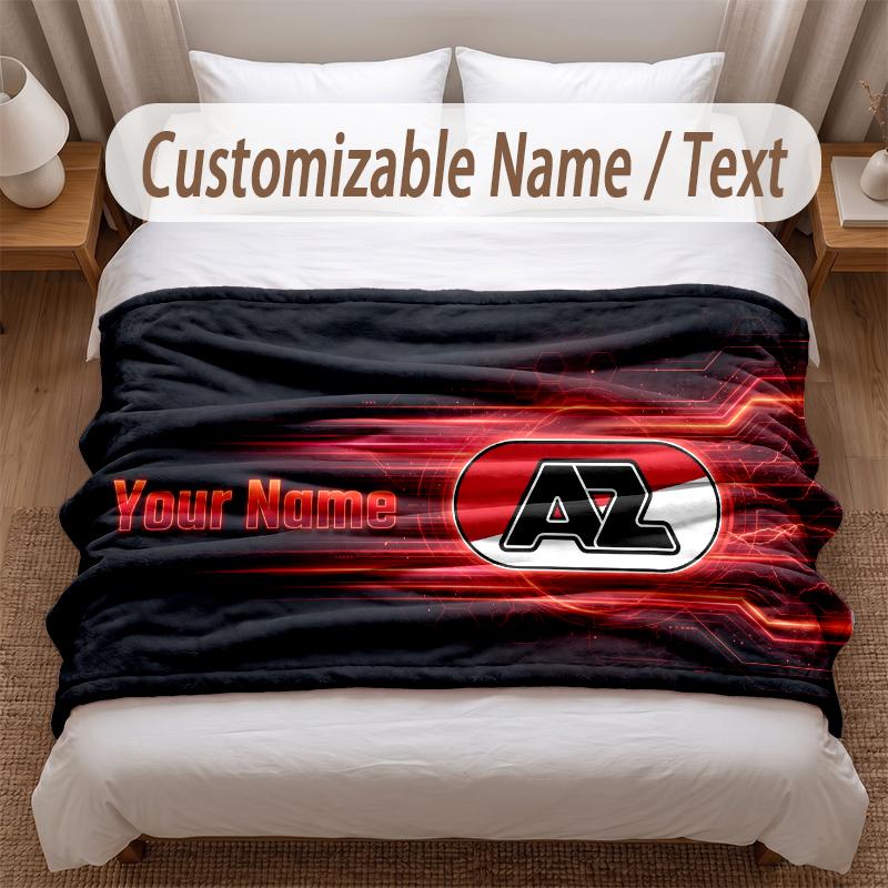 AZ Alkmaar Printed Flannel Blanket Custom Name Text Soft Warm Throw For Bedroom Holiday Gift