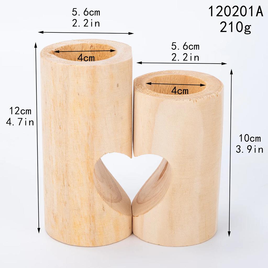 Tealight Candle Holder, Wood Candle Holders for Table, Set of 2 Combined Heart Candle Stands for Home Decor Romantic Decoration