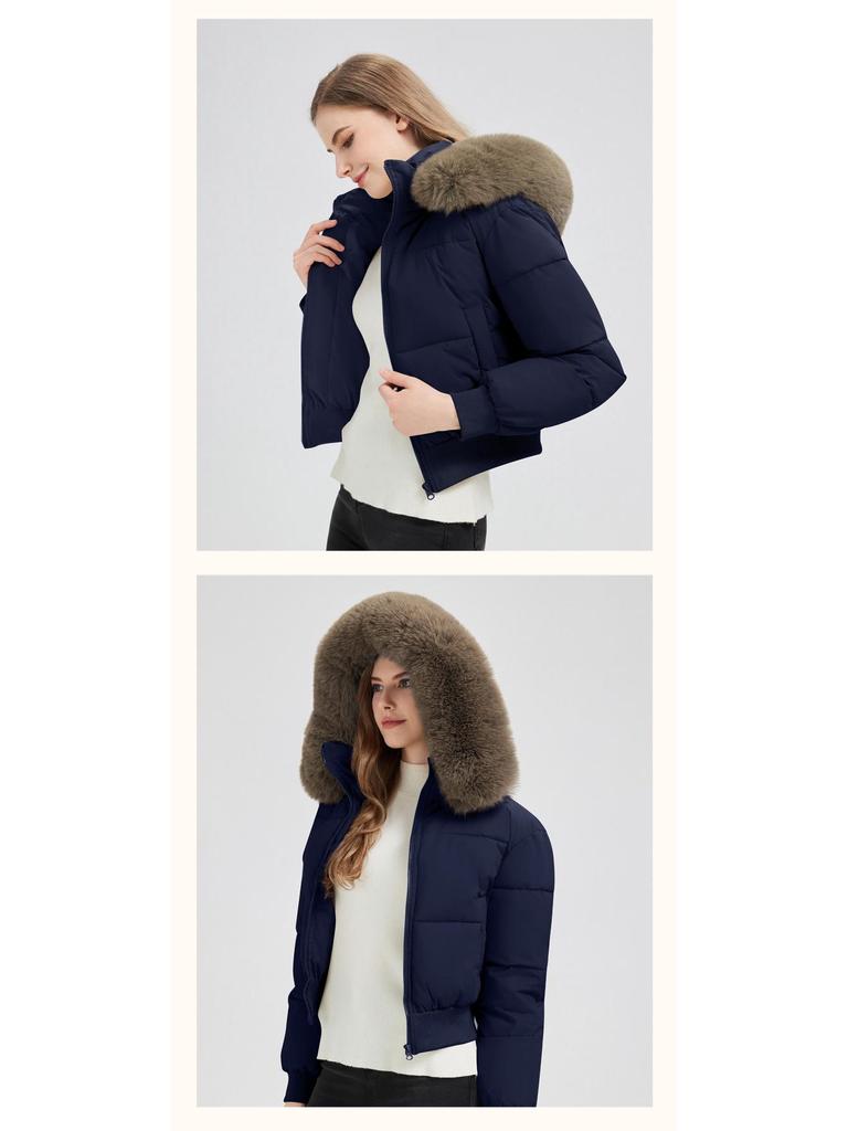 European & American Design Hooded Fur Collar Women's Winter Coat 2025: Short Style Cotton Jacket