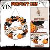 Fall Front Porch Signs Halloween Wooden Wreath Door Hanger Sign, Pumpkin Ghost Black Cat Witch Ornaments Bat Patterns, Hanging Plaque for Farmhouse