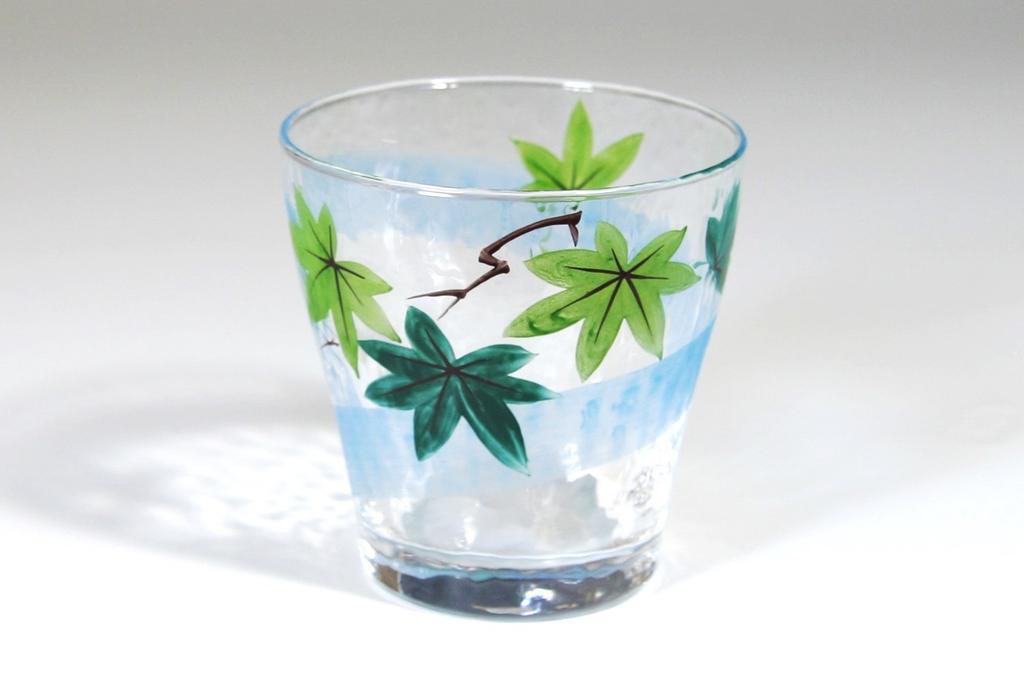 Kyoto Iroe Glass Wakaba Rocks Glass (Gift Boxed) Green Maple