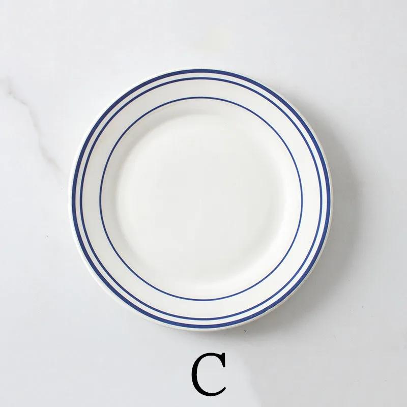 Farfurii plate din ceramică de 8 inch Vase de uz casnic pentru mic dejun Desert Salată Friptură Farfurie pentru cină Vase de servire pentru cafenea