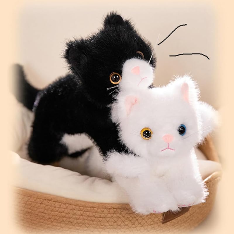 cat cat cushion Fluffy body pillow brown tiger calico cat black cat white cat stuffed toy toys animal present prize 50cm Realistic feel Chewy
