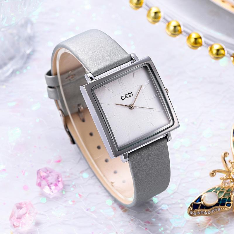 Orologio da Donna Retro Quadrato in Pelle Orologio al Quarzo Impermeabile Semplice alla Moda