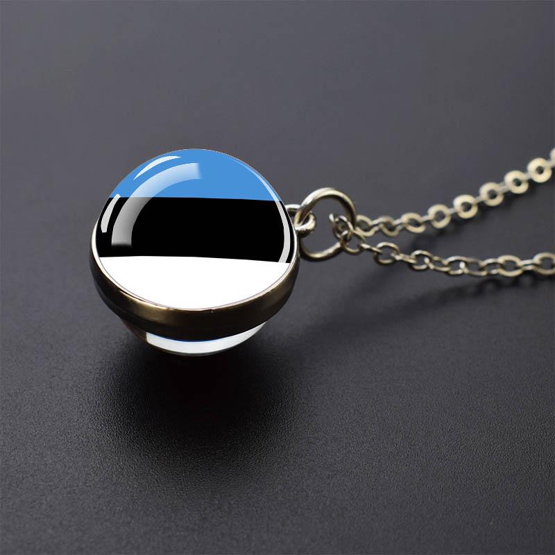 Countries Flag Glass Ball Necklace Russia France Spain UK Italy Poland Ukraine Flag Pendant Necklace Travel Gift