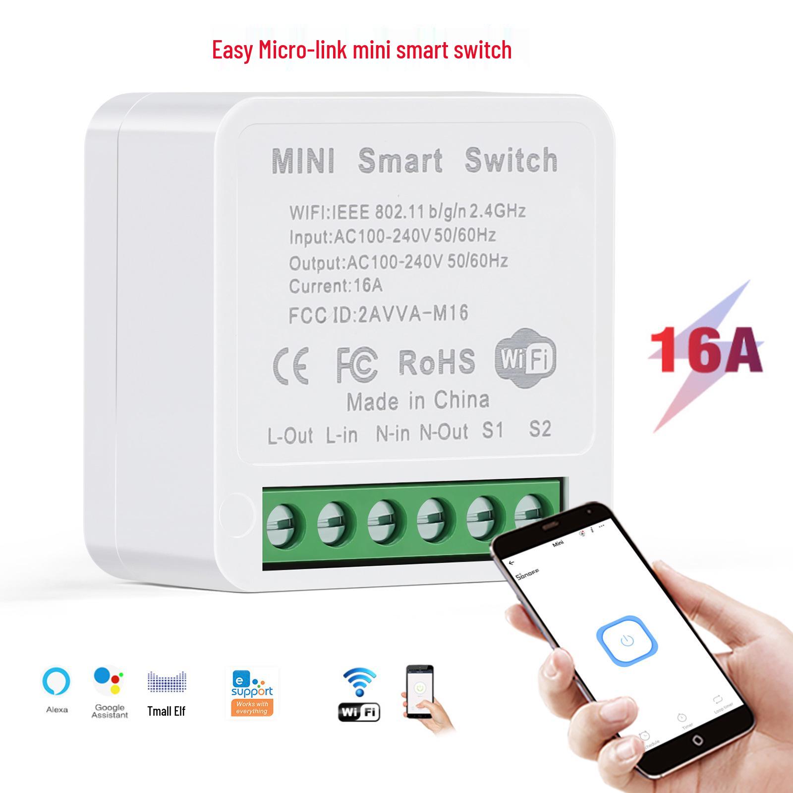 

Easy WiFi Smart Switch: Mini Concealed Circuit Breaker, No Wiring Required, Alexa Compatible, Mobile Timer & Dual Control.
