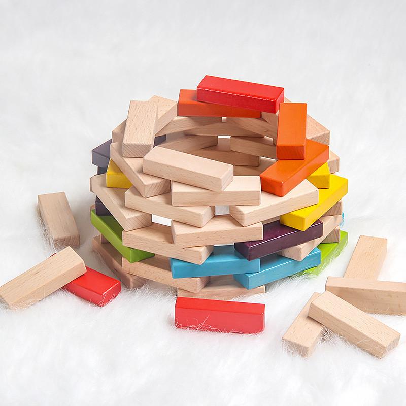 Wooden Stacking Blocks For Kids With Eco Friendly Water Based Paints For Developmental Play