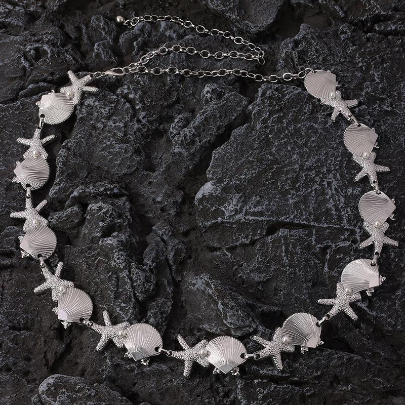 Senior Sense Women's Waist Chain Pearl Shell Starfish Metal Sweet Summer Beach Natural Vacation Style Waist Chain