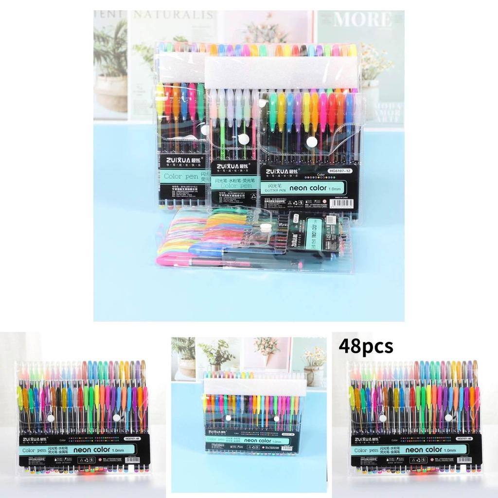 Grundläggande Färgmarkörset Med 48 Fluorescerande Pennor För Elevers Konstprojekt Och Klotter