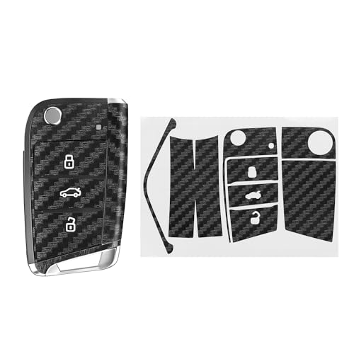 

kwmobile 2x Protective Stickers for VW Golf 7 MK7 3-Button Car Key Smart Key Sticker - Protective Film Car Key Carbon Design
