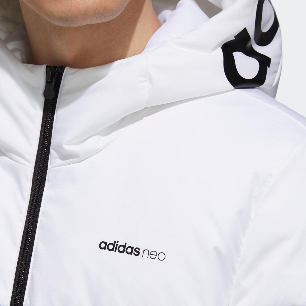 Adidas Neo Logo Print Color Block Casual Warm Down Jacket Men Outerwear Black White Red GJ8816