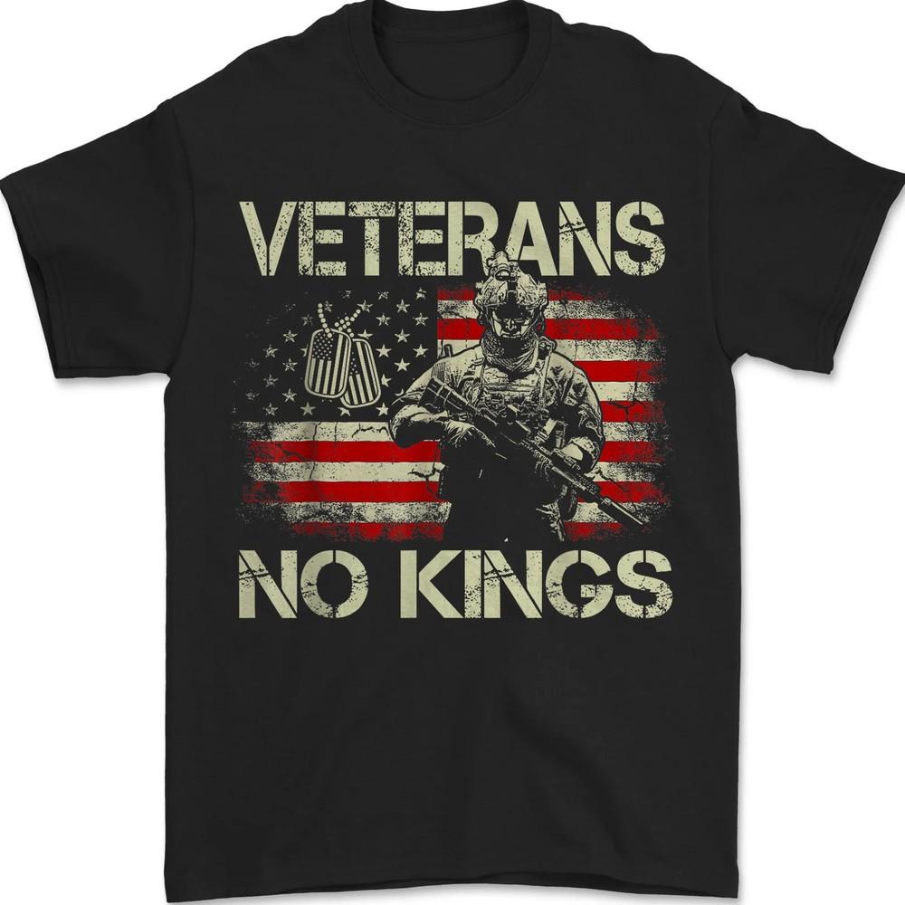 

Veterans No Kings Shirt American Flag Patriotic USA Vintage Unisex T-Shirt 4XL