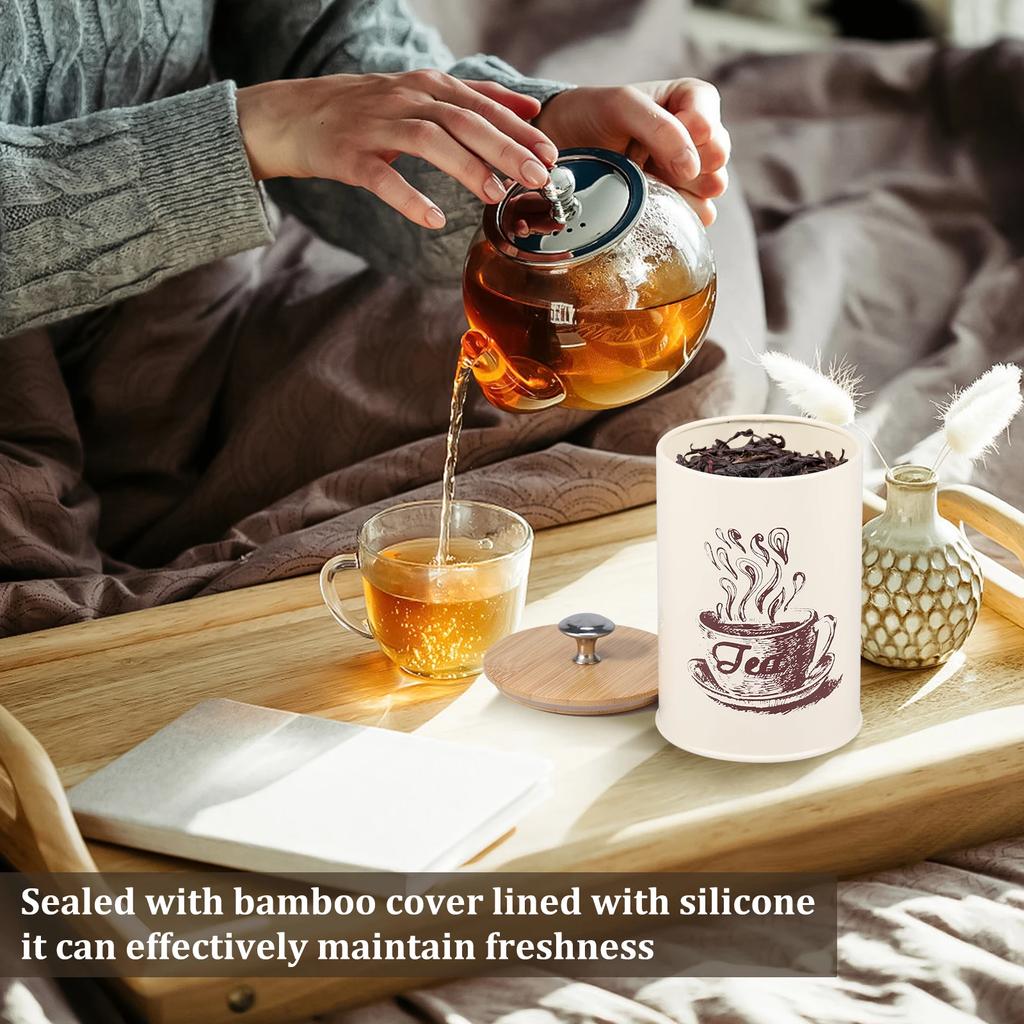 3 st köksförvaringslåda metall te kaffe socker förvaringsburkar med bambu lock matbehållare set tätning köksförvaringstillbehör
