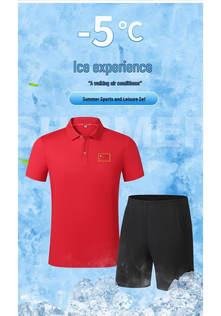2025 Men's Quick-Dry Ice Silk Summer Sport Polo Shirt & Shorts Set
