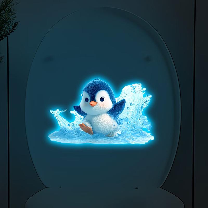 Autocolant Penguin Luminescent la Întuneric pentru Toaletă Decal Luminoase pe Sticlă Amovibile pentru Baie Camera Copiilor Decorare Perete
