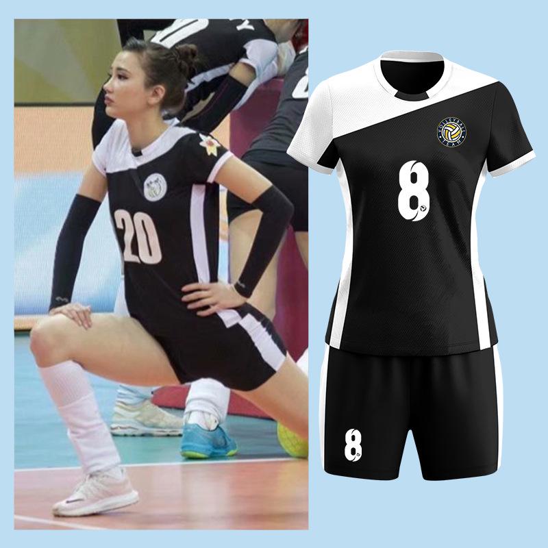 Women's & Men's Volleyball Team Uniform Set - Short-Sleeved, Professional Training Suit with Printed Numbers