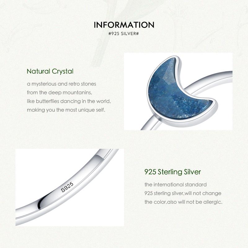 Modian  925 Sterling Silver Moon Blue Natural Crystal Finger Rings Fashion Party Simple Jewelry For Women Brand Gifts