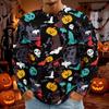Men's Halloween Long Sleeve T-Shirt Neck Loose Fit Casual Versatile Top