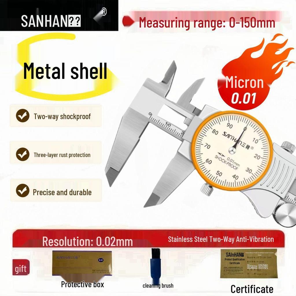 High Precision Shockproof Dial Vernier Caliper 150-300mm