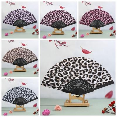 Cloth Hand Fold Fan Leopard Print Dance Fan Portable Performance Fan  Performance Decor