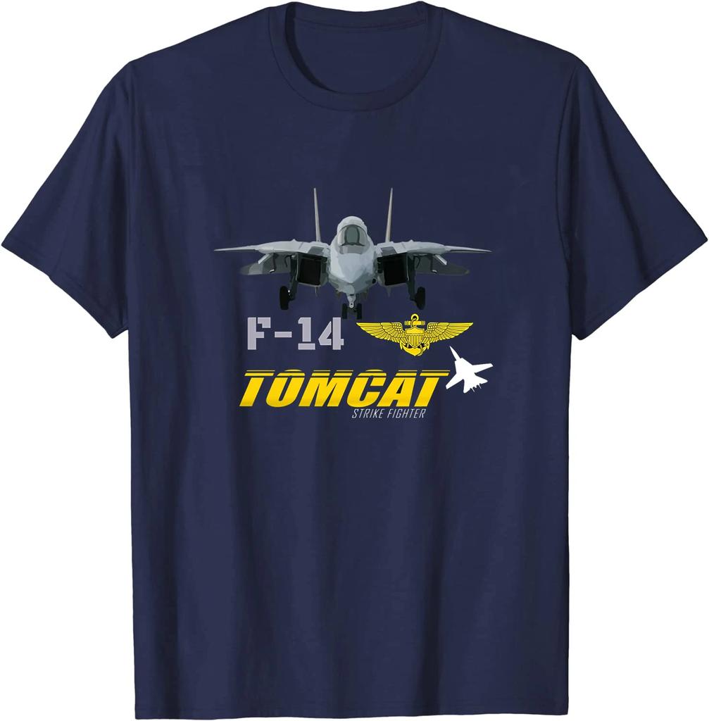 Marine F14 Tomcat Militärflugzeug Düsenjäger T-Shirt 100% Baumwolle Rundhals Sommer Kurzarm Lässig Unisex T-Shirt Größe S3XL