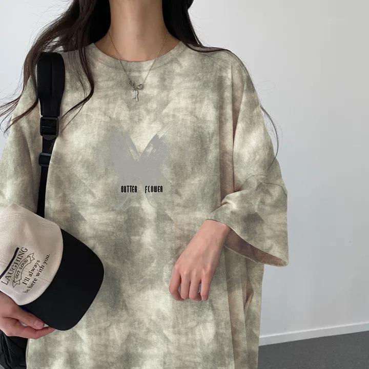 Korean Style Tie-Dye Short-Sleeve T-Shirt Dress – Women's Trendy Summer Fashion
