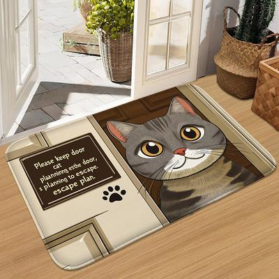 1 weiche, bequeme, niedliche Cartoon-Katzen-Fußmatte, kleiner Schlafzimmerteppich, Eingangstür-Fußmatte, Wohnzimmer-Bodenmatte, handwaschbare Matte