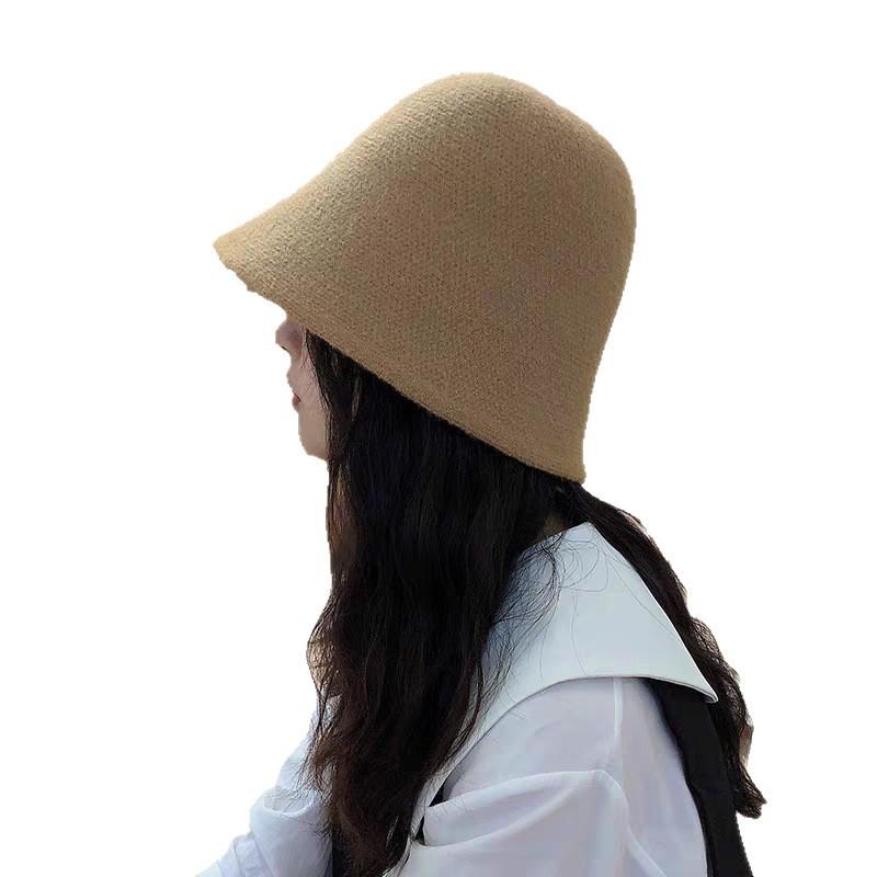 Hat Women's Winter New Bucket Hat Autumn and Winter Plain Face Small Bucket Hat Solid Color Warm Basin Hat Tide