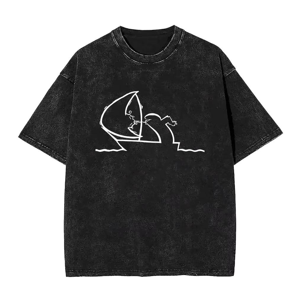 Washed Vintage Osvaldo Cavandoli La Linea Funny Graphic Tshirts Men Women Clothing Anime Oversized Short Sleeve Tops T Shirts