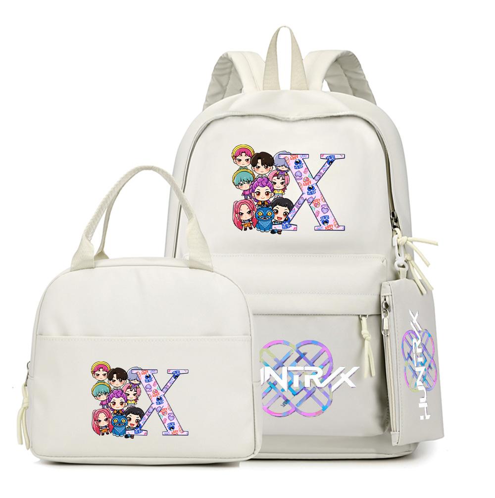 3Pcs/set 26 English Letter K-Pop Printed Backpack with Handbag Pencil Case for Teenager Student Boy Girl Schoolbag Large Capacity Travel Bag Rucksak
