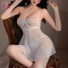 Sexy Mesh See-through Lace Erotic Underwear Hollow Breast Suspender Free Open Gear Uniform