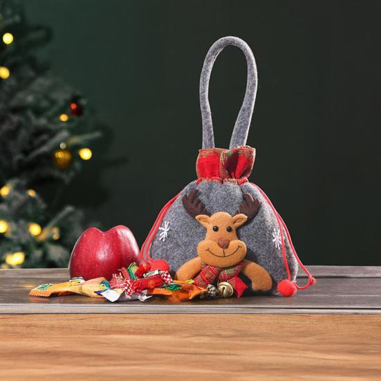 Christmas Gift Bags 3D Snowman Santa Elk Doll Reusable Xmas Burlap Sacks with Handle for Christmas Party Favors Holiday Presents Wrapping