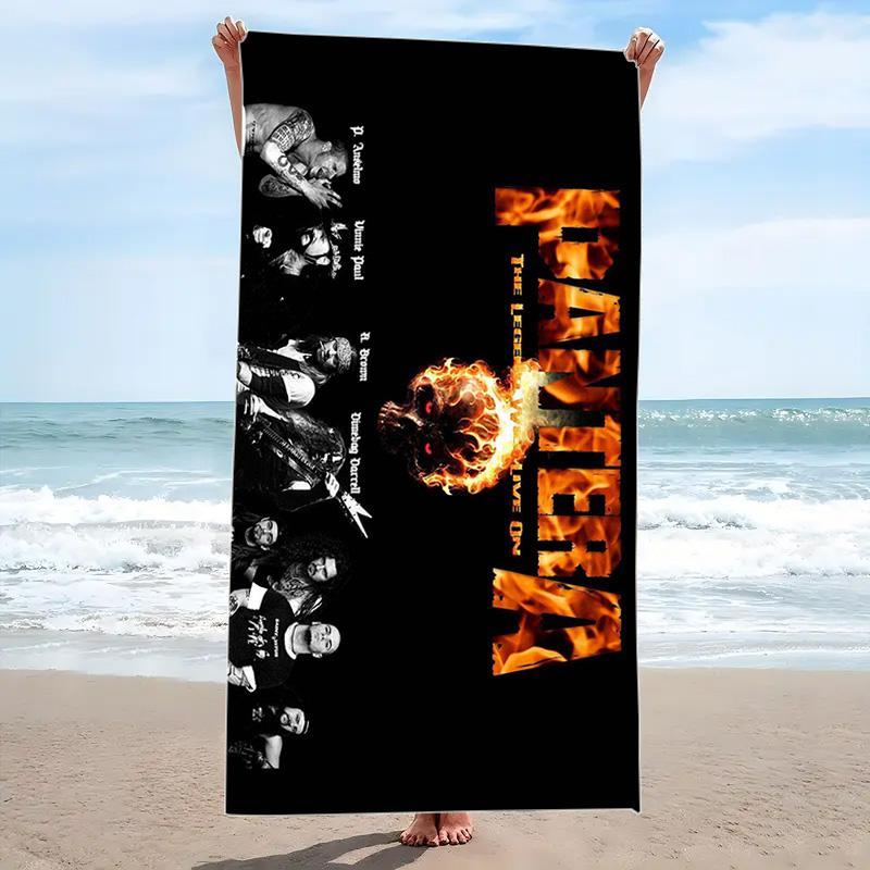 Pantera Band Print Beach Towel, Large Soft Quick Dry Towel for Beach Camping Swimming