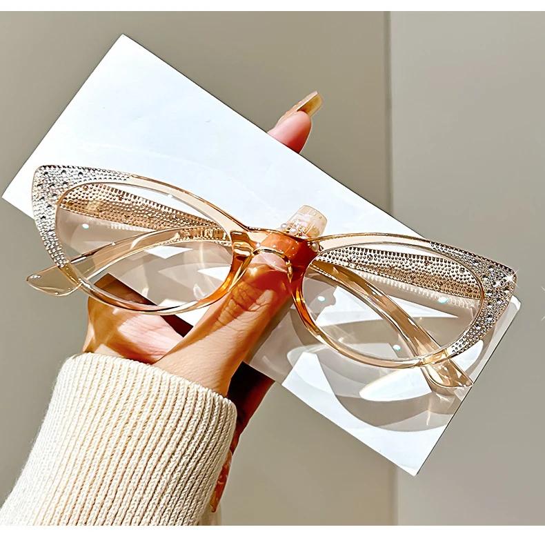 Women's Luxury Diamond Reading Glasses Trendy New Far Sight Eyeglasses for Men Ladies anti Blue Light Eyewear Eye Protection