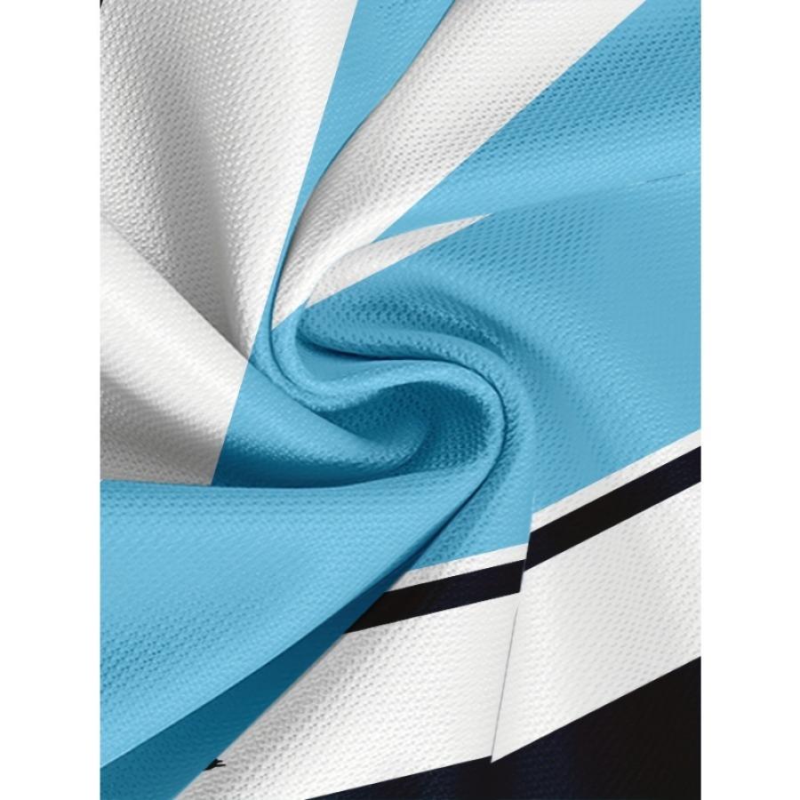 Summer Round Neck 3D Color Block Print Top Fashionable Casual Short Sleeved Men's T-shirts