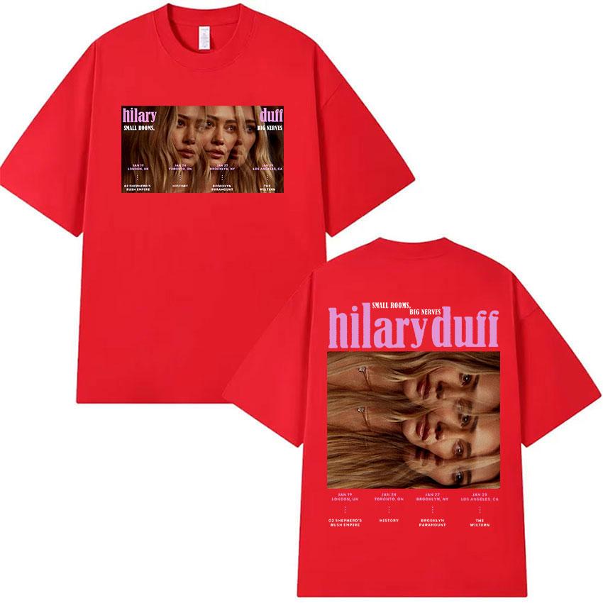 Hilary Duff SMALL ROOMS BIG NERVES Tour 2026 Graphic T Shirt Unisex Women Summer Aesthetic Vintage Fashion Oversized Cotton Tshirt S