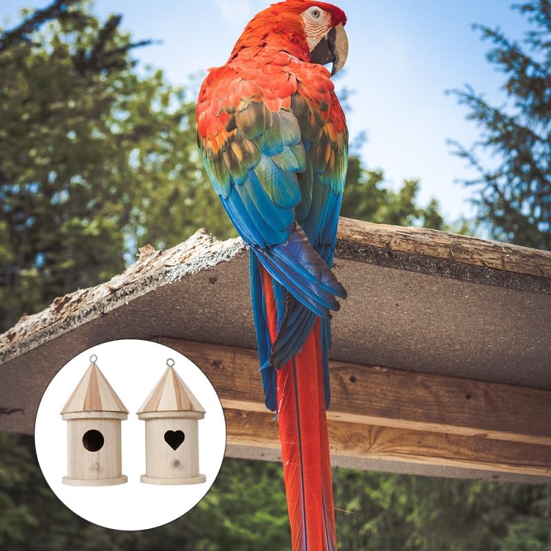 EXCEART Unfinished Wooden Birdhouse 2-Pack, Modern Style, As Shown, Small Bird, Wood Material, DIY